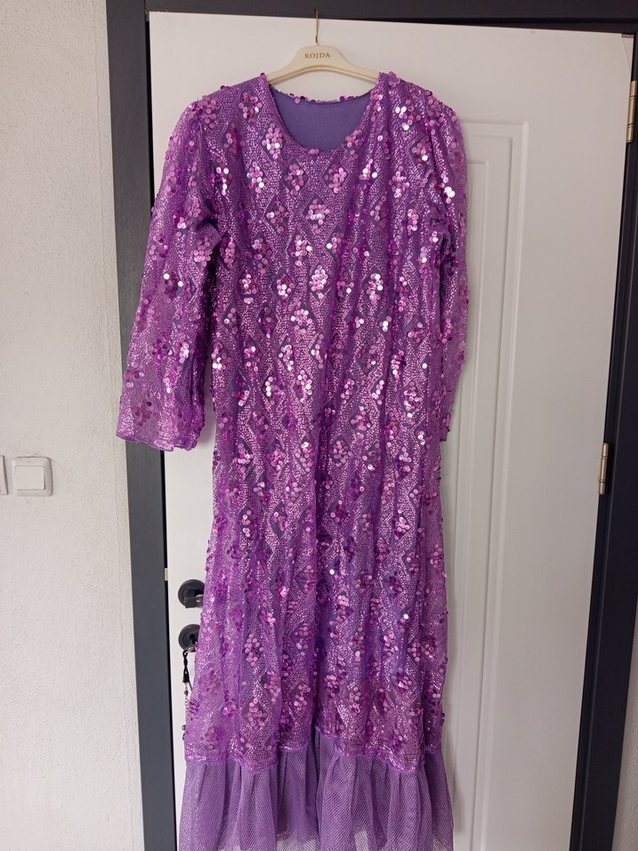 Mor Dantel Detaylı Uzun Bohem Elbise - Görsel 2