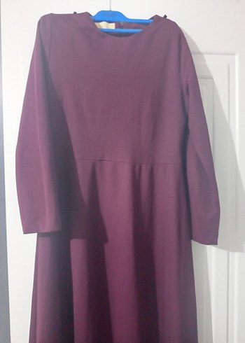 Bordo Uzun Kollu Salaş Elbise - Görsel 2