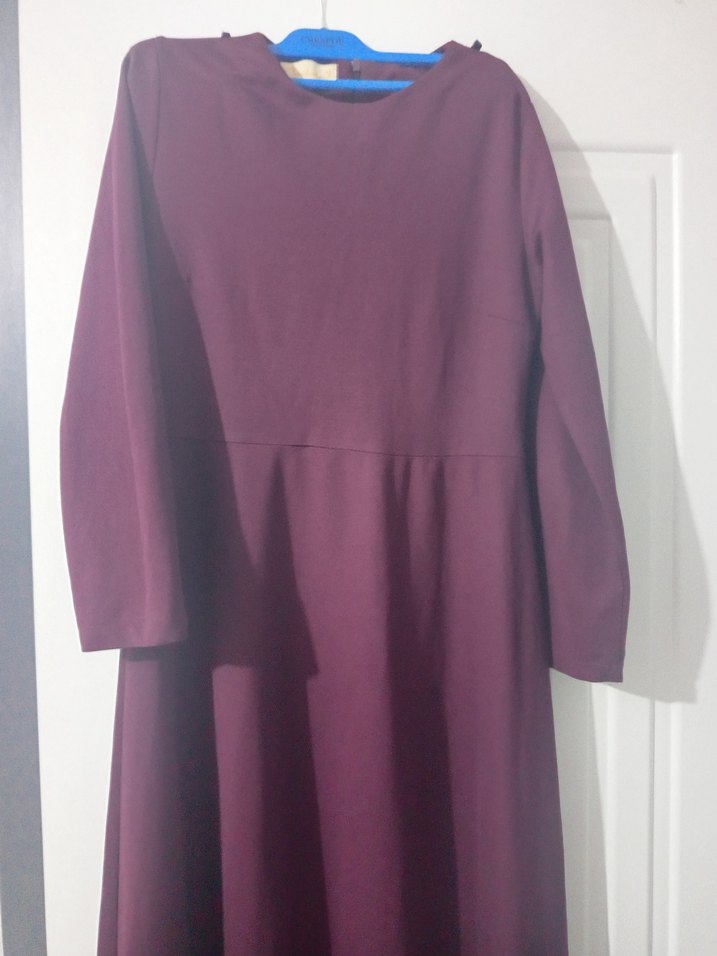 Bordo Uzun Kollu Salaş Elbise - Görsel 2