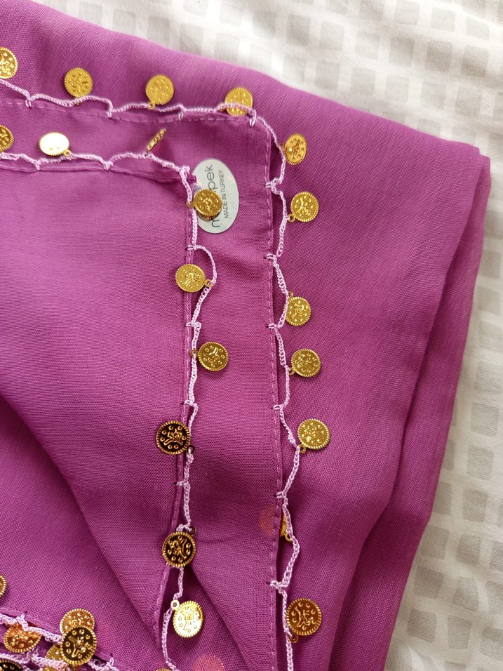 Mor Boncuklu İpek Görünümlü yazma - Görsel 2