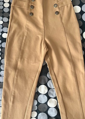 Zara Bej Baskılı Kadın Süet Pantolon