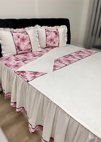 Pembe Nakışlı Yatak Örtüsü - Görsel 4