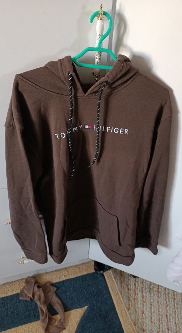 Tommy Hilfiger Erkek Koyu Kahverengi Kapüşonlu Sweatshirt - Görsel 2
