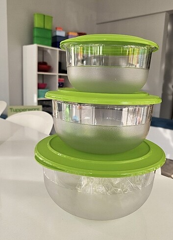 Beden Tupperware kristalin set 3 lü yeşil