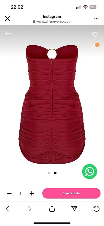 Diğer Whenever Company- Bordo Straplez mini elbise- kutusu ile birlikt