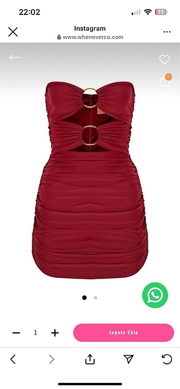 36 Beden Whenever Company- Bordo Straplez mini elbise- kutusu ile birlikt