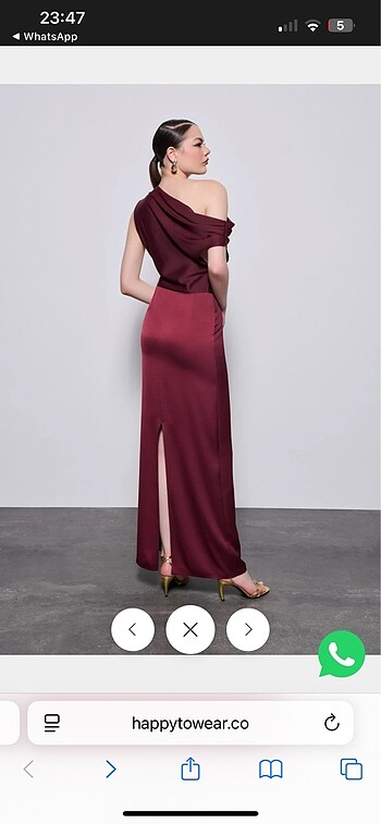 Diğer Happy to wear ALEXANDRA DRAPELİ MİDİ SATEN ELBİSE | VİŞNE
