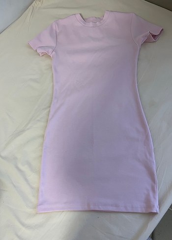 Pembe Kısa Kollu Fitted Midi Elbise - Görsel 6