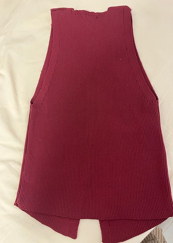 Bordo Düğmeli V Yaka Triko Kadın Yelek - Görsel 4