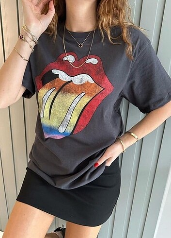 xxl Beden H&M Rolling Stones Baskılı Oversize Tişört