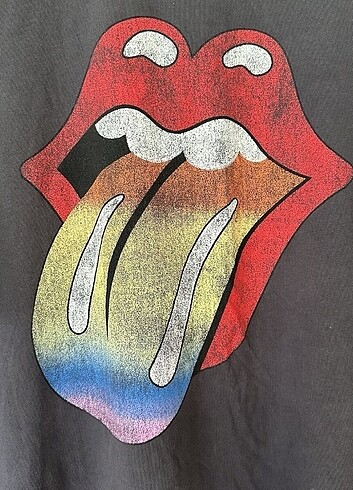 xxl Beden gri Renk H&M Rolling Stones Baskılı Oversize Tişört