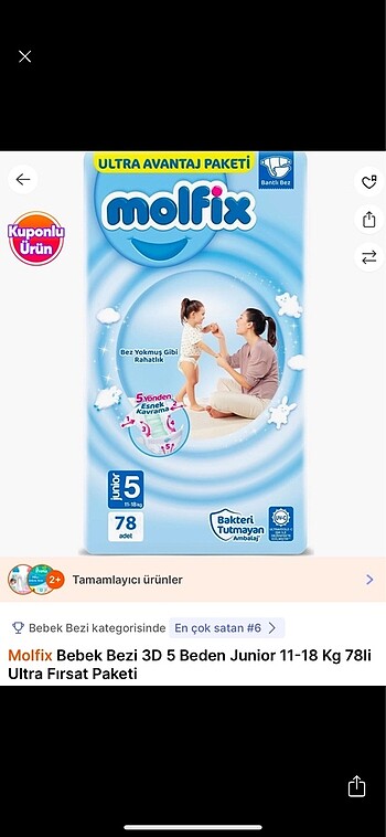 Molfix 5 numara bebek bezi