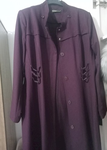 Düğmeli Uzun Gri Kadın Kaban - Görsel 2