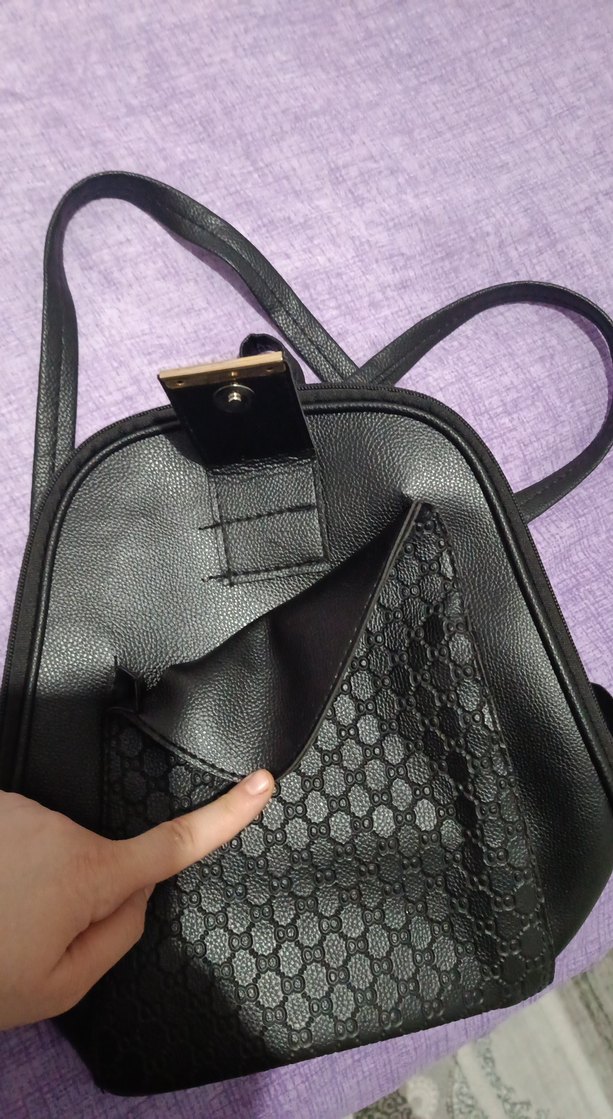 Zara Siyah Deri Kadın Sırt Çantası - Görsel 4