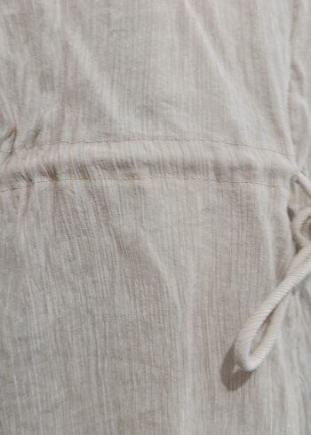 Bej Uzun Kollu Keten Kadın Gömlek - Görsel 5