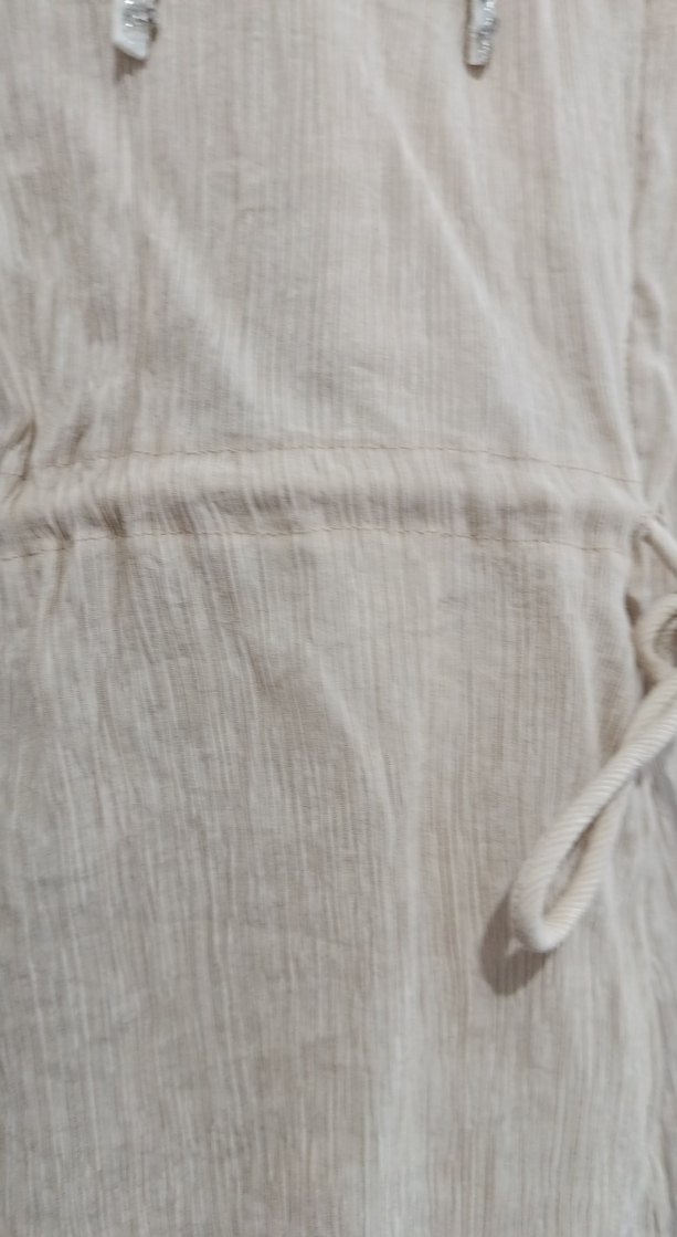 Bej Uzun Kollu Keten Kadın Gömlek - Görsel 5