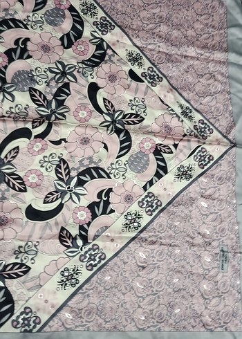 Gri Dantel Detaylı Bohem Kadın eşarp - Görsel 4