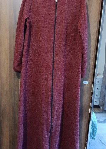 Bordo Fermuarlı Uzun Kadın Kaban - Görsel 2