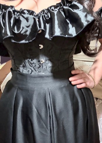 Nakışlı Siyah Midi  Korse gotik korse ayarlanabilir korse - Görsel 2