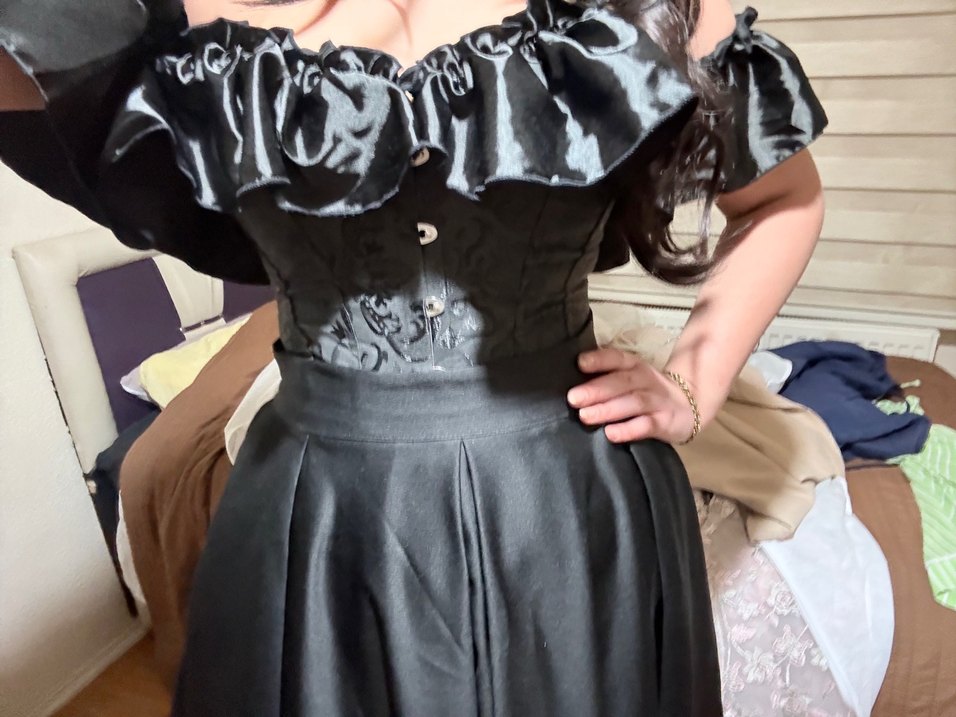 Nakışlı Siyah Midi  Korse gotik korse ayarlanabilir korse - Görsel 2