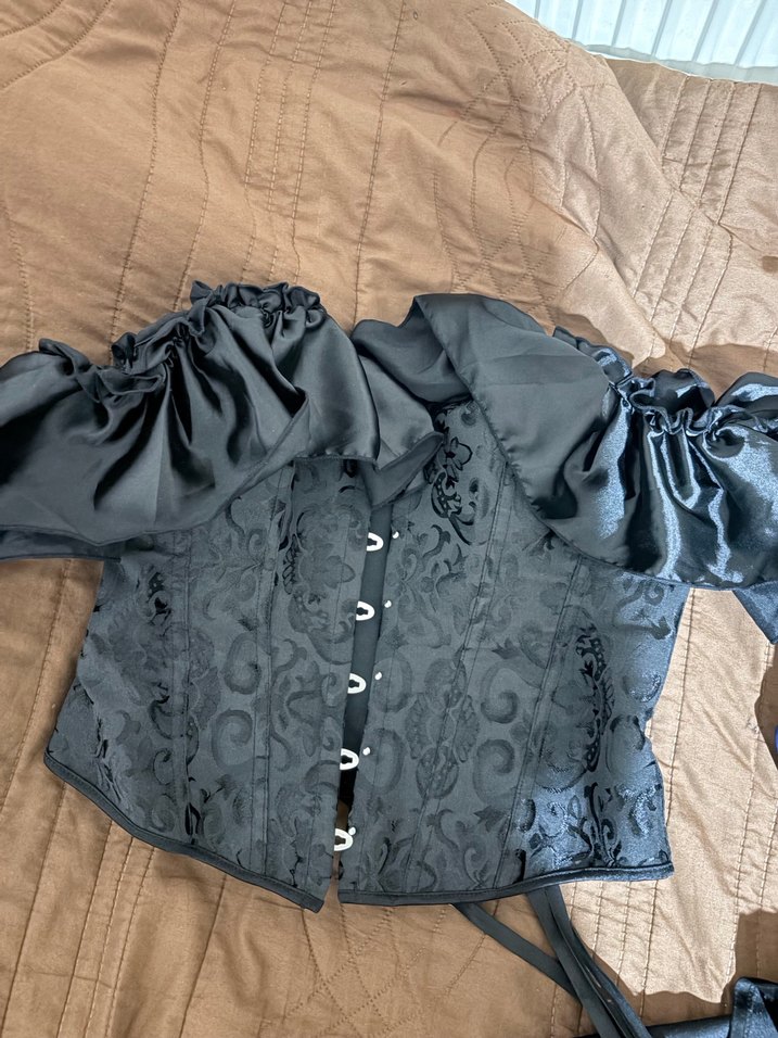 Nakışlı Siyah Midi  Korse gotik korse ayarlanabilir korse - Görsel 3