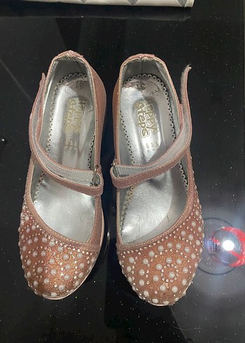 Kız Çocuk Bej Tokalı Parlak Babet - Görsel 4