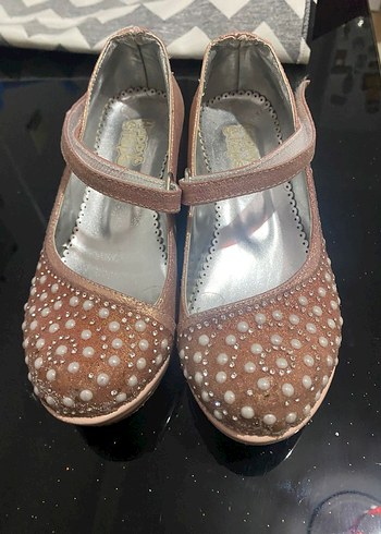 Kız Çocuk Bej Tokalı Parlak Babet - Görsel 5