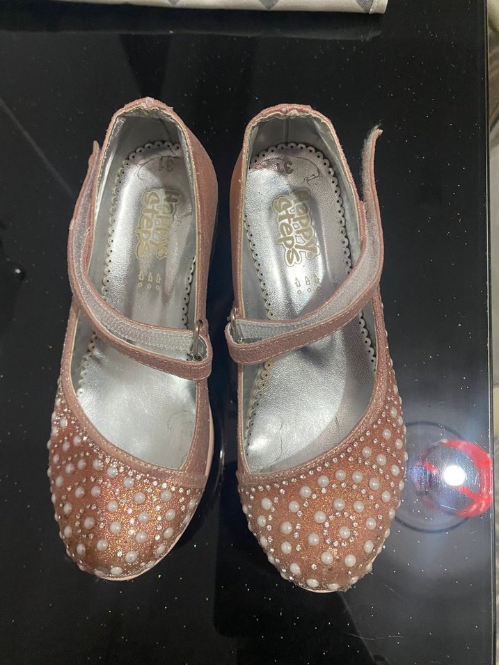 Kız Çocuk Bej Tokalı Parlak Babet - Görsel 4