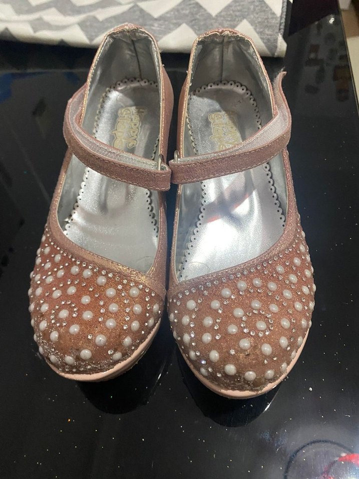 Kız Çocuk Bej Tokalı Parlak Babet - Görsel 5