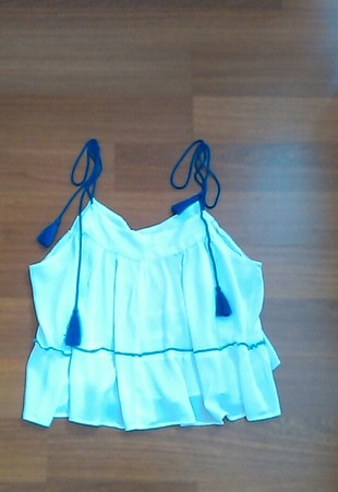 İp askılı beyaz bluz