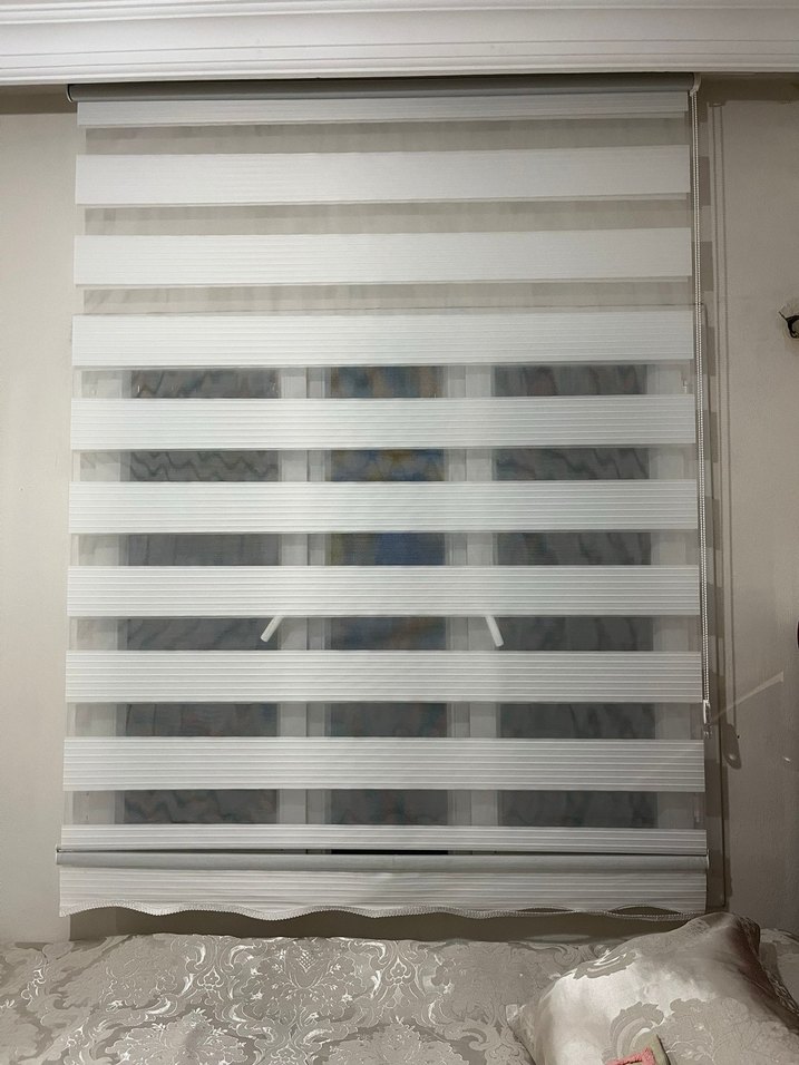 Gri Beyaz Çizgili Modern Stor Perde - Görsel 2