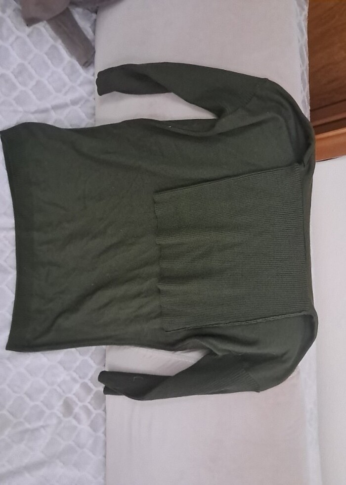 M beden haki kayık yaka kazak - Görsel 2