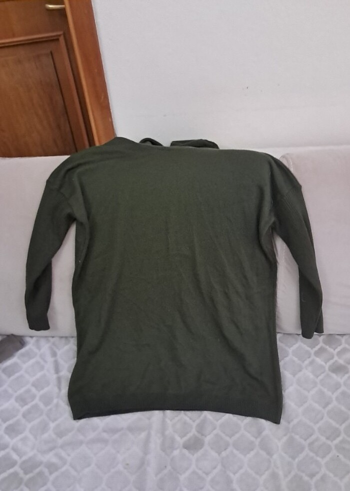 M beden haki kayık yaka kazak - Görsel 4