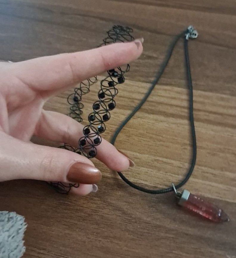 Siyah Zincir Detaylı Gotik Midi Kolye ( ikili) - Görsel 3