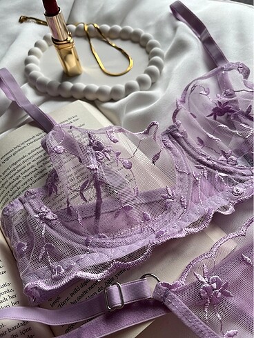 m Beden Lila Bralet Takım