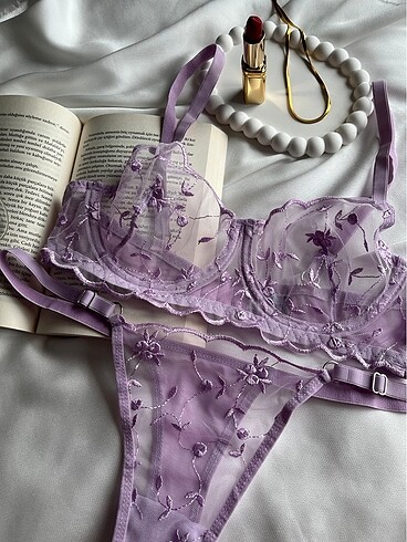 diğer Beden Lila Çiçekli Bralet Takım