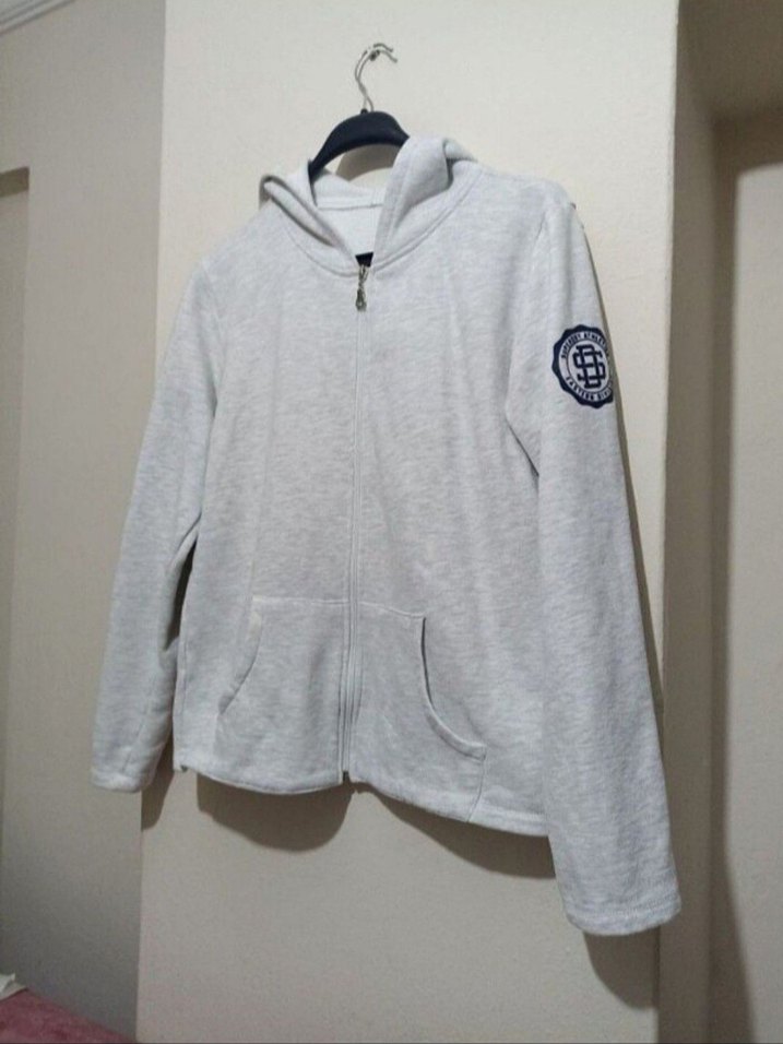 Gri Kadın Fermuarlı Sweatshirt Polar - Görsel 2