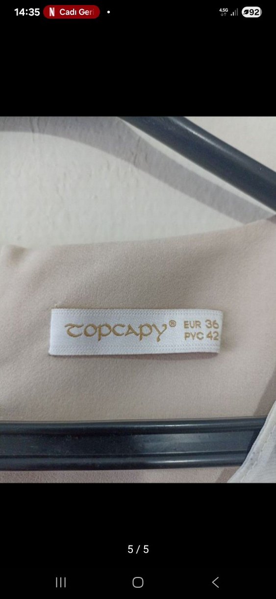 Bej Uzun Kolsuz Kadın Abiye Elbise - Görsel 4