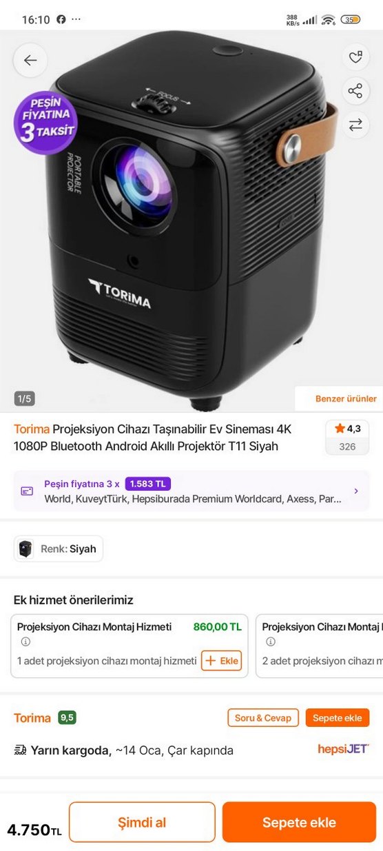 Torima T11 Bluetooth WiFi Akıllı Projeksiyon - Görsel 4