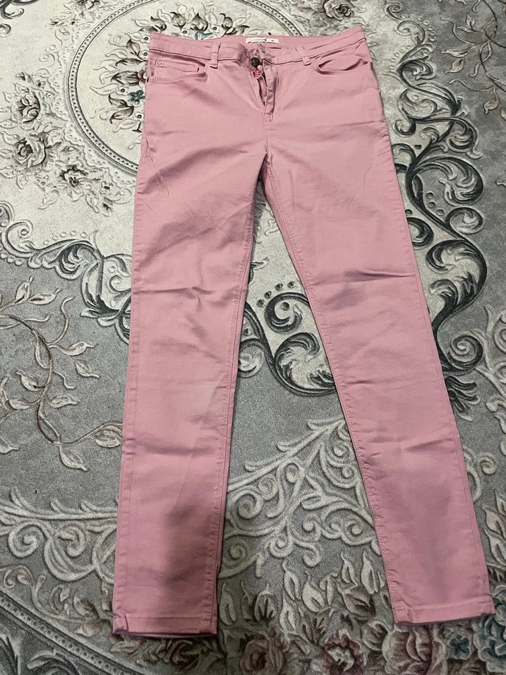 Pembe Midi Kadın Kumaş Pantolon - Görsel 3