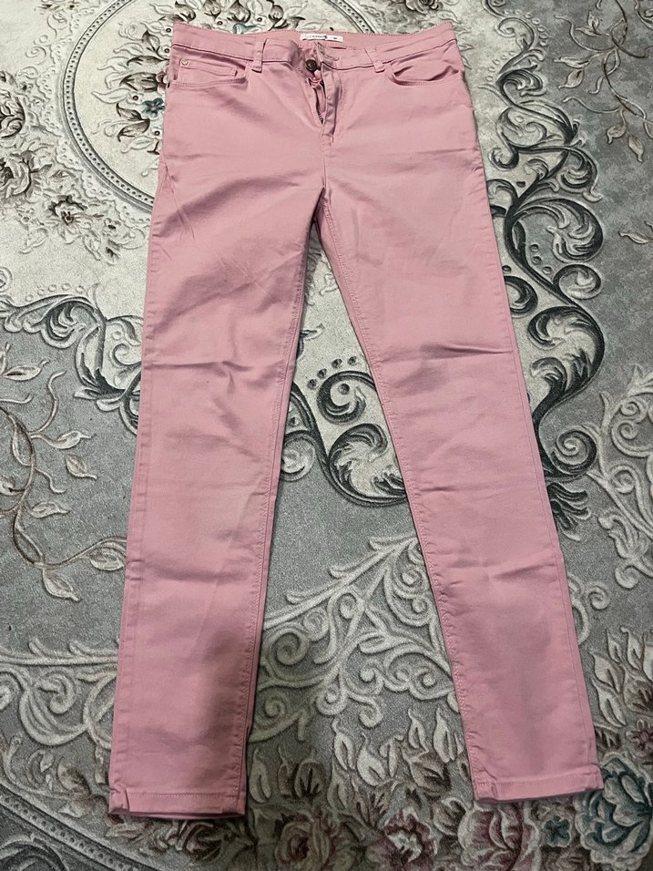 Pembe Midi Kadın Kumaş Pantolon - Görsel 2