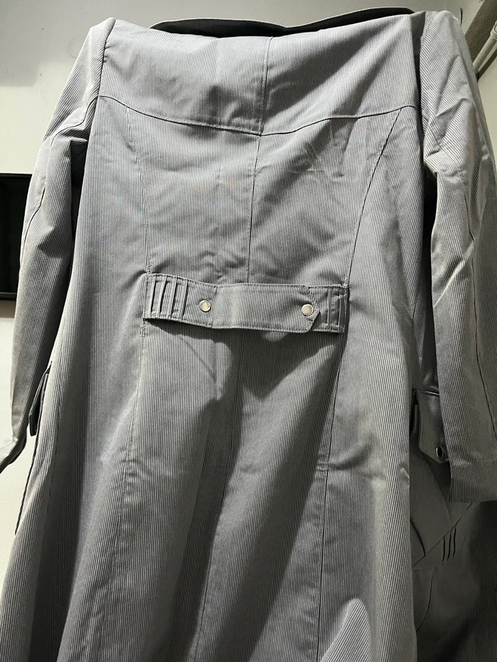 Gri Uzun Düğmeli Kadın Keten Kaban - Görsel 5