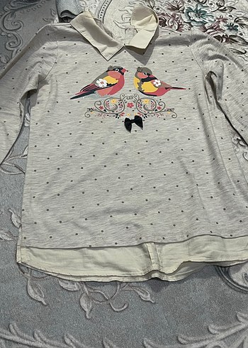 Bohem Tarz Gri Uzun Kollu Kız Gömlek - Görsel 2