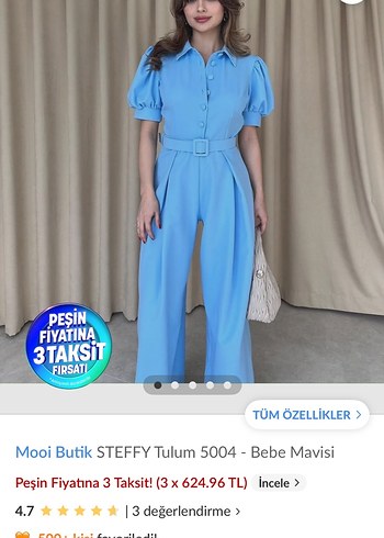 Diğer Zincir Detaylı Mavi uzun Tulum