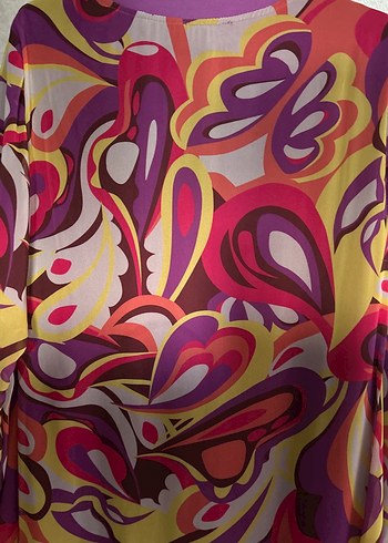 Renkli Bağlama Desenli Uzun Kadın Elbise - Görsel 5