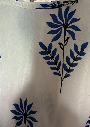 Uzun Beyaz Bohem Desenli Elbise - Görsel 2