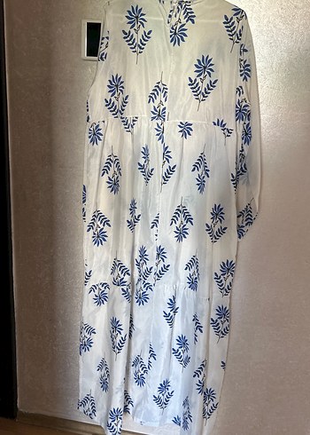 Uzun Beyaz Bohem Desenli Elbise - Görsel 4