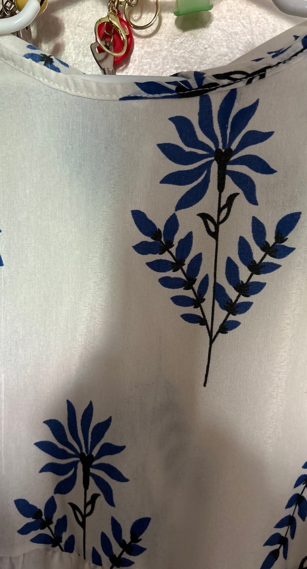 Uzun Beyaz Bohem Desenli Elbise - Görsel 2