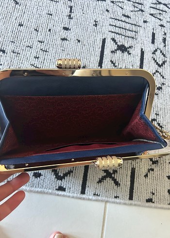 Zincir Detaylı Yılan Desenli Kadın Clutch Çanta - Görsel 4