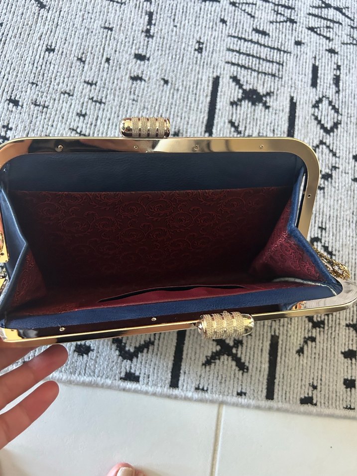 Zincir Detaylı Yılan Desenli Kadın Clutch Çanta - Görsel 4